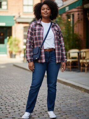 Catalina Womens Navy Red Plaid Lined Zip‎ Front Harrington Jacket Size M